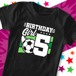 Camiseta Garota 5 de aniversário de 5 anos de futebol