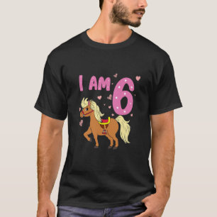Camiseta Garota 6 de Aniversário de Crianças de Pony Rapari