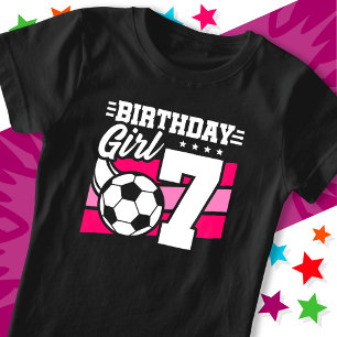 Camiseta Garota 7 de aniversário de 7 anos de futebol