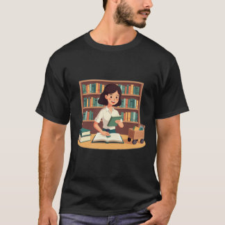 Camiseta Garota Aconchegante na Estante de Leitura