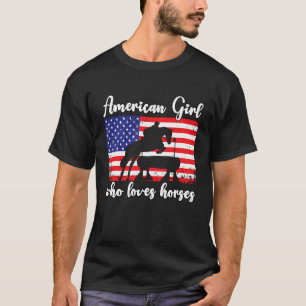 Camiseta Garota americana que ama cavalos de evento cavalei