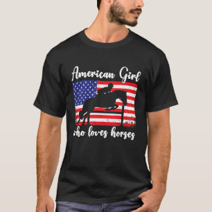 Camiseta Garota americana que ama cavalos de evento cavalei