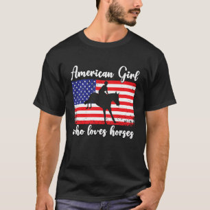 Camiseta Garota americana que ama cavalos de evento cavalei