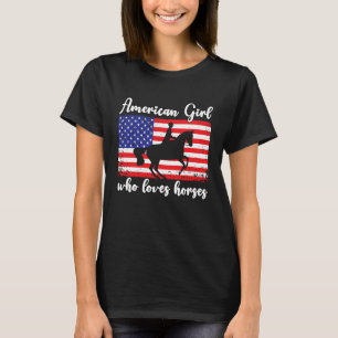 Camiseta Garota americana que ama cavalos de evento cavalei