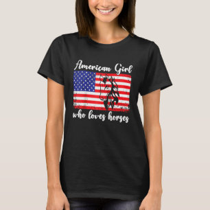 Camiseta garota americana que ama cavalos piloto Raglan Bas