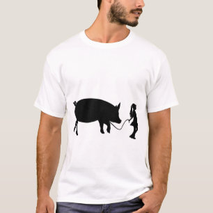Camiseta Garota Andando Seu Porco Engraçado Ideia De Prese