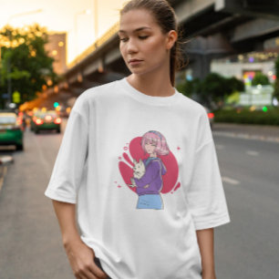 Camiseta Garota Animada Com Cãozinho