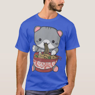 Camiseta Garota Animadora Gato Gato Come Sopa De Ramen com