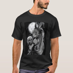 Camiseta Garota Anime Bunny Crânio Goth Mulheres Crânio Gót