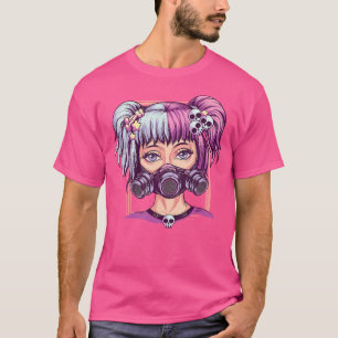Camiseta Garota Anime Ciborgue Punk Sinistro Pastel Steampu