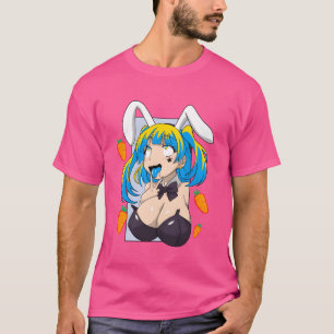 Camiseta Garota Anime Coelho Waifu Material de Anime retrô