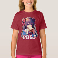 Garota anime comendo um sanduíche PB&J