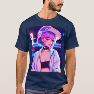 Camiseta Garota Anime Estética Pastel Garota Anime Synthwav