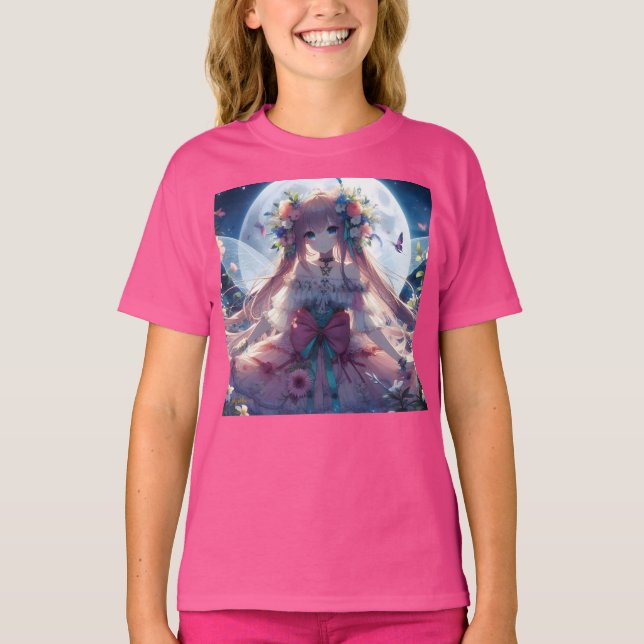 Camiseta Garota Anime Flor Lua Fada (Frente)