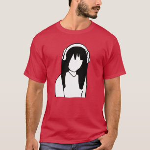 Camiseta Garota anime manga fones de ouvido amigos