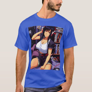 Camiseta Garota anime waifu retrô dos anos 90 Música lofi r