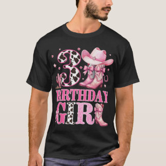 Camiseta Garota aniversário de 3 anos de Crianças Rodeio Oc
