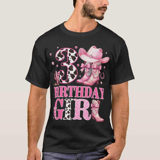 Camiseta Garota aniversário de 3 anos de Crianças Rodeio Oc (Frente)