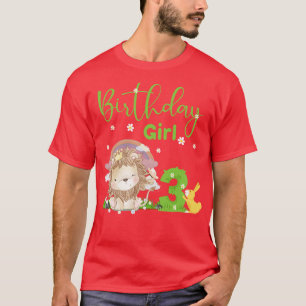 Camiseta Garota aniversário de 3 anos de Leão Bonito
