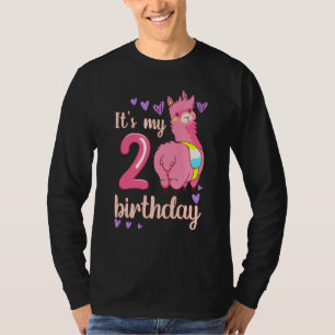 Camiseta Garota aniversário de criança de 2 anos, Lama Rosa