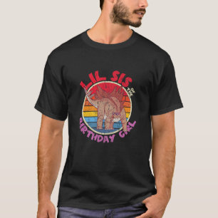 Camiseta Garota Aniversário Eu Lil Sis I Stegosaurus I Fami