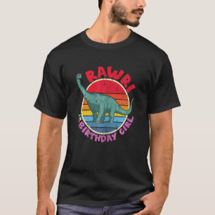Camiseta Garota Aniversário Eu Rawr Brachiosaurus I Família