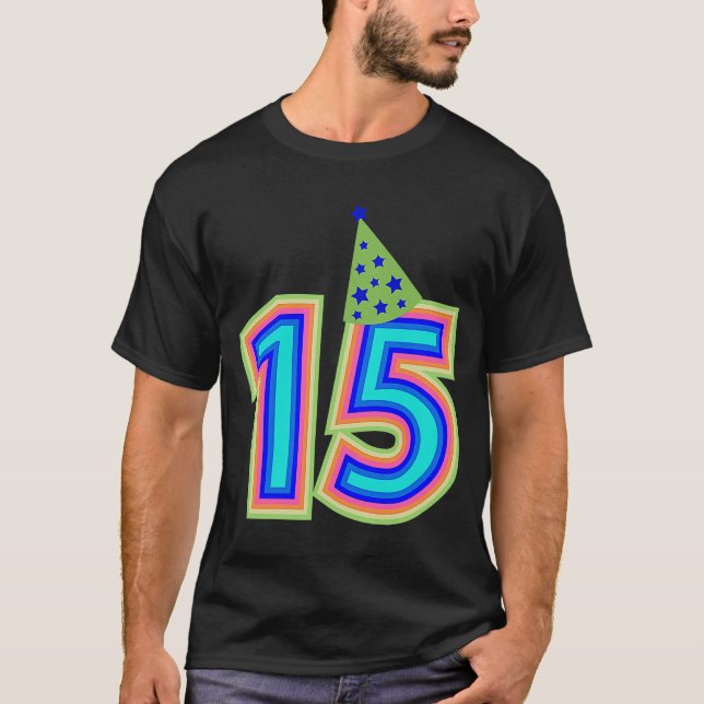 Camiseta Garota Arco-Íris de 15 Anos, 15 Aniversário (Frente)