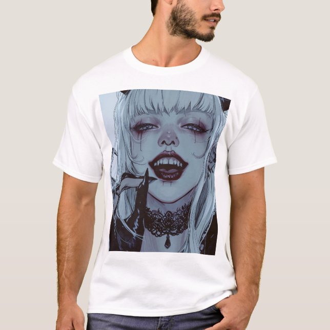 Camiseta Garota assustadora com cabelo branco e S perturbad (Frente)