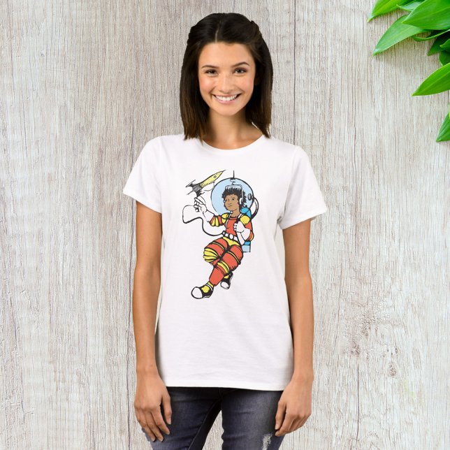 Camiseta Garota Astronauta com Blaster de Foguete (Criador carregado)