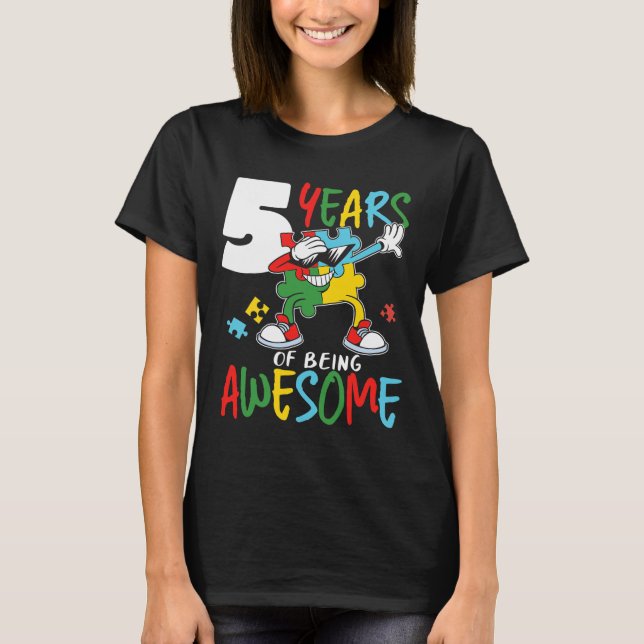 Camiseta Garota Autista Autista de 5 anos Autismo Autismo (Frente)