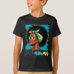 Camiseta Garota Bahamiana Bandeira das Bahamas Orgulhosa Mu