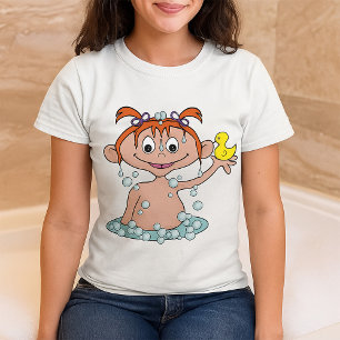 Camiseta Garota Bebê Em Um Banheiro.