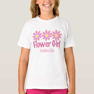 Camiseta Garota Bela Flor Rosa Daisy Personalizada Rapariga