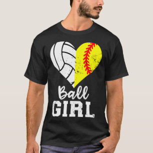 Camiseta Garota Bola Coração Engraçada Garota de Voleibol S