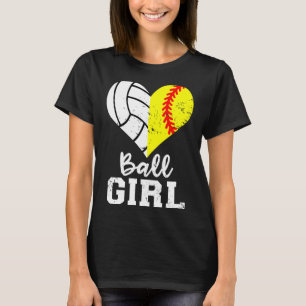 Camiseta Garota Bola Coração Engraçada Garota de Voleibol S