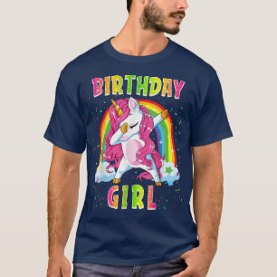 Camiseta Garota Bonita De Aniversário Dabbing Unicorn Dance