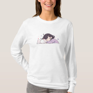 Camiseta Garota Bonita Dormindo E O Gato