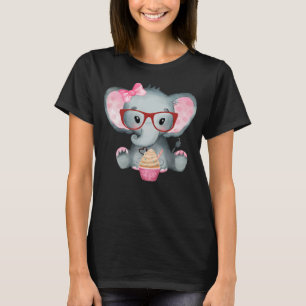 Camiseta Garota Bonita Elefante Vestindo Gravata e Óculos d