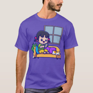 Camiseta Garota Bonita Operando Telefone Com Cartografia De