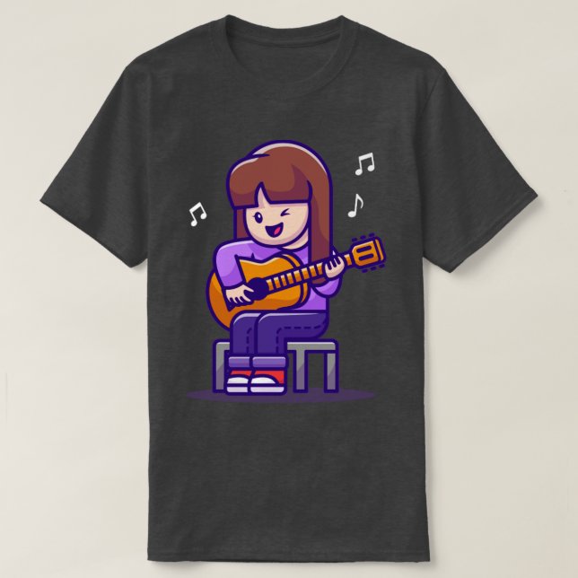 Camiseta Garota Bonita Tocando Violão (Frente do Design)