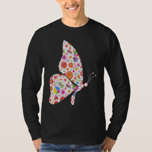 Camiseta Garota Borboleta Que Ama Borboletas Flor B