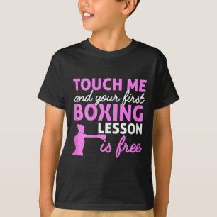 Camiseta Garota Boxing Me Toca E Sua Primeira Lição Boxing