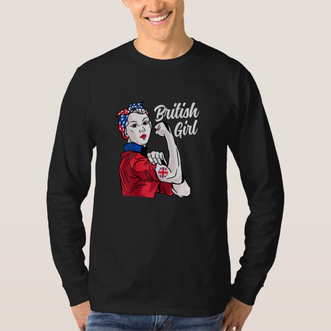 Camiseta Garota britânica Excelente Grã-Bretanha Bandeira C (Frente)
