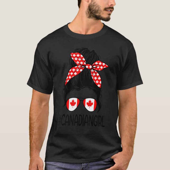 Camiseta Garota canadense Mensageira Bandeira Canadá Raízes (Frente)