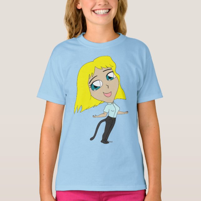 Camiseta garota chibi com um rabo   (Frente)