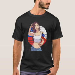 Camiseta Garota chilena Latino Orgulho Chile Bandeira Orgul
