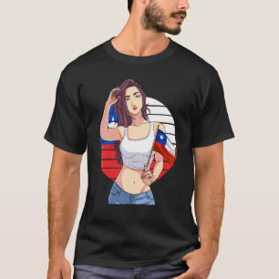 Camiseta Garota Chilena Orgulho Latino Bandeira do Chile Or