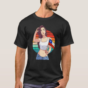 Camiseta Garota Chilena Orgulho Latino Bandeira do Chile Or