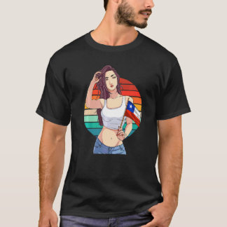 Camiseta Garota Chilena Orgulho Latino Bandeira do Chile Or