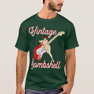 Camiseta Garota Clássica PinUp e Violão Elétrico